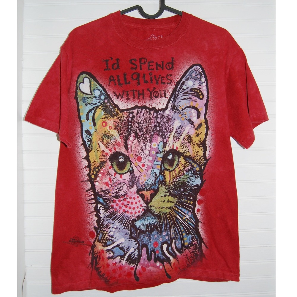 The Mountain 9 Lives t-shirt size Small 2017 Dean Russo Colorful Cat Tee
